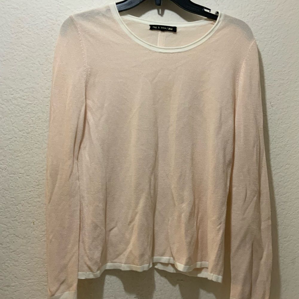 Rag & Bone jeans Long Sleeve Pink White Top Size XS - Picture 2 of 7